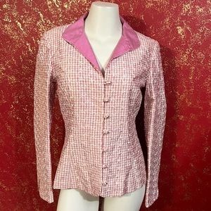 PAULE VASSEUR Silk Pink Eyelet Fabric Barbiecore Barbie core Jacket Blazer 6 38